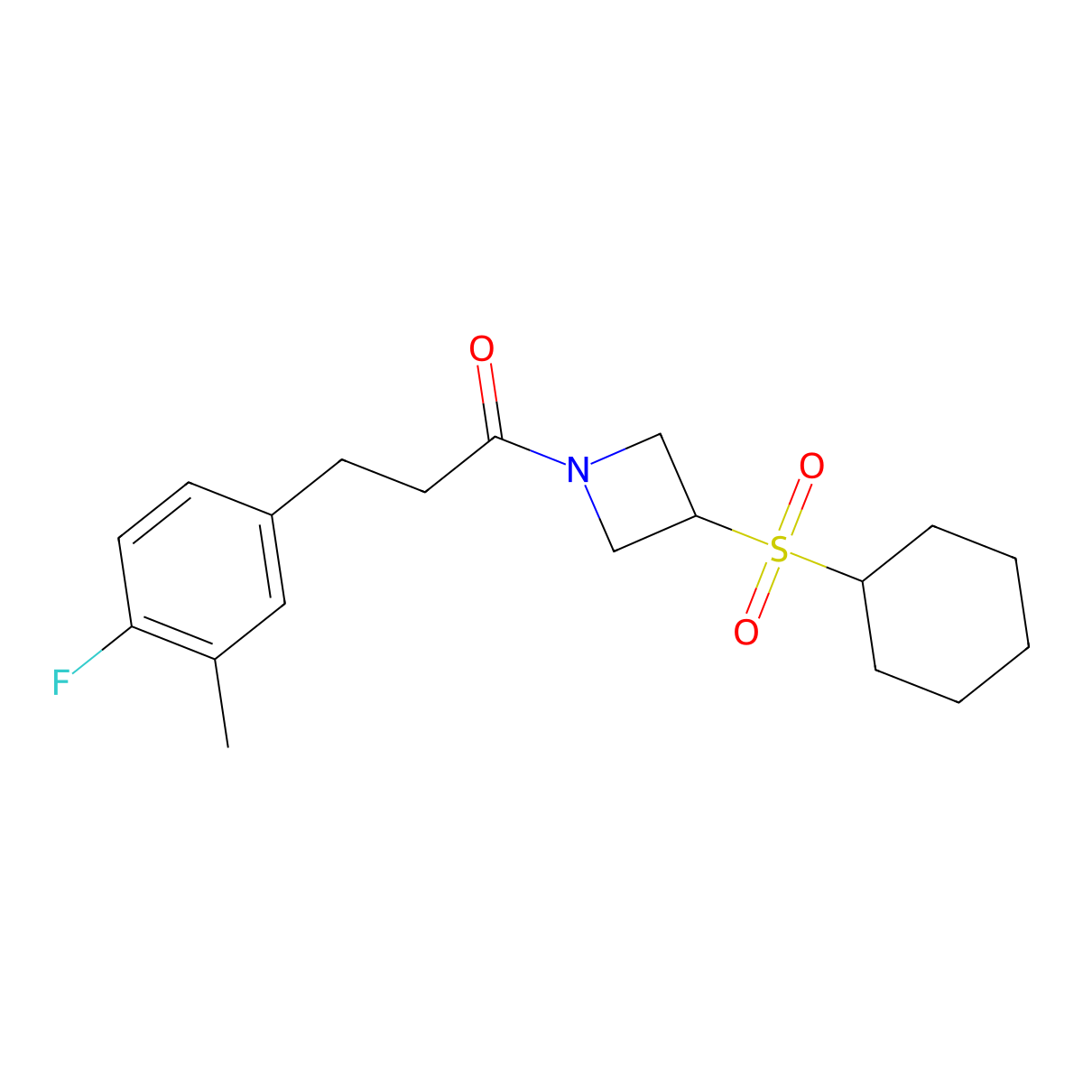 1-(3-(Cyclohexylsulfonyl)azetidin-1-yl)-3-(4-fluoro-3-methylphenyl)propan-1-one molecular structure, CAS 1448065-82-4