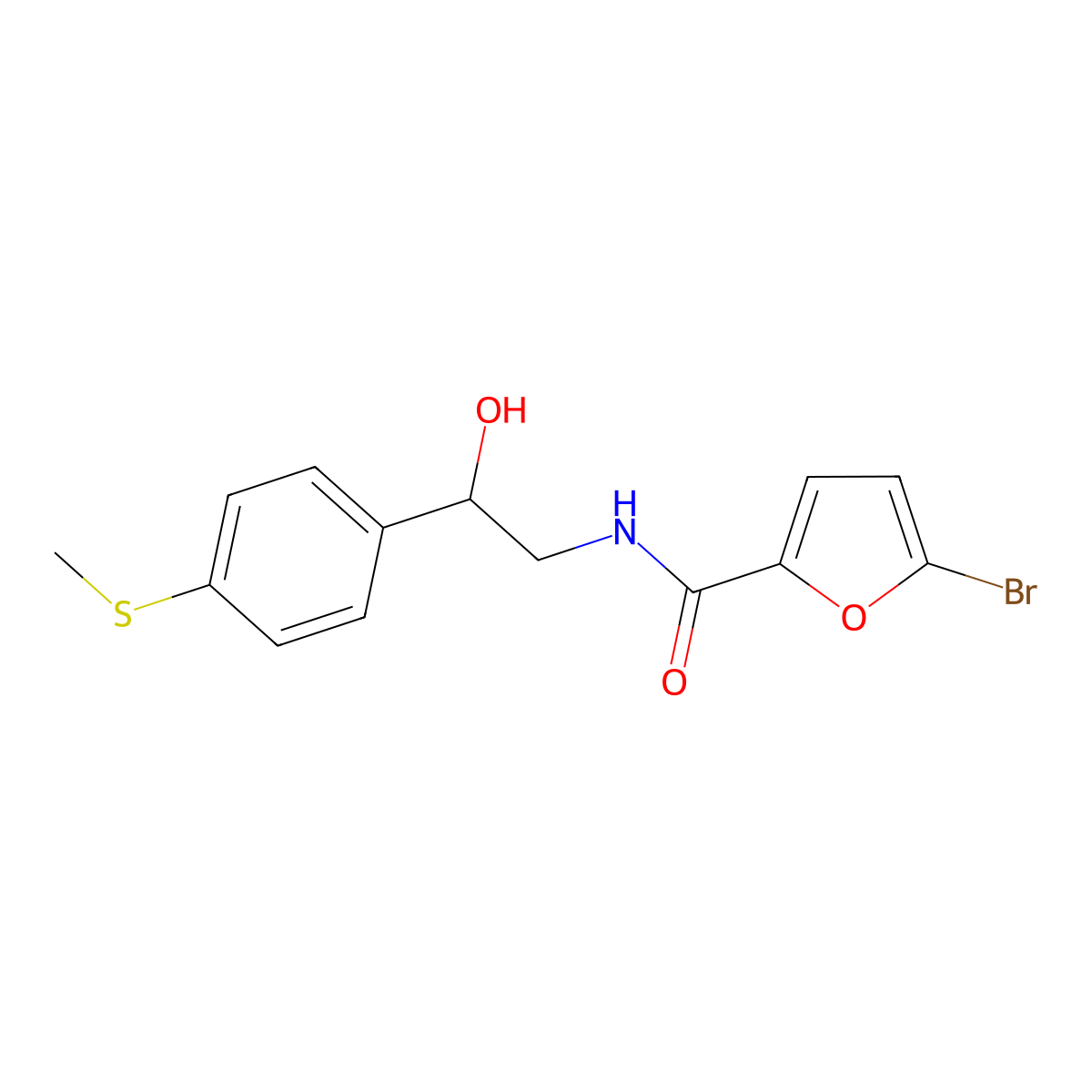 5-bromo-N-(2-hydroxy-2-(4-(methylthio)phenyl)ethyl)furan-2-carboxamide molecular structure, CAS 1448065-85-7