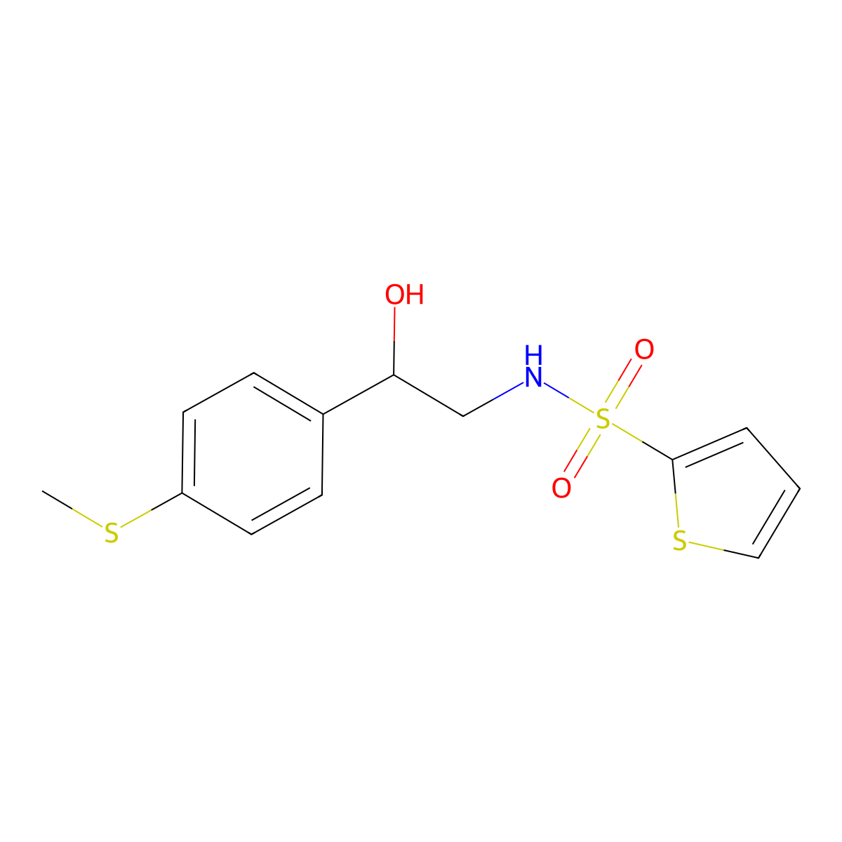 N-(2-hydroxy-2-(4-(methylthio)phenyl)ethyl)thiophene-2-sulfonamide molecular structure, CAS 1448065-93-7