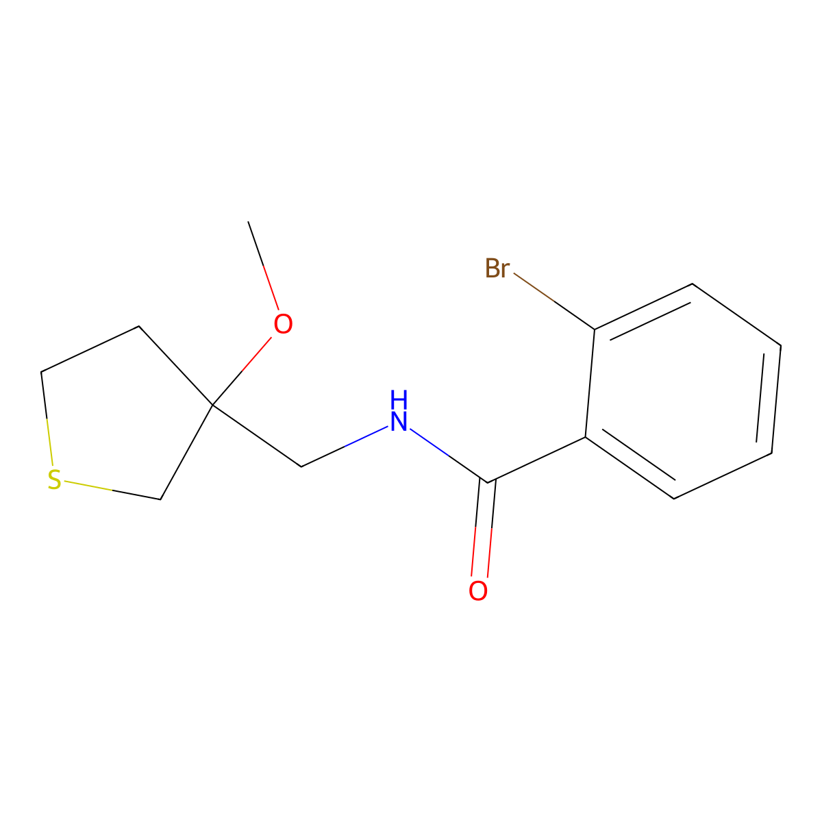 2-bromo-N-((3-methoxytetrahydrothiophen-3-yl)methyl)benzamide molecular structure, CAS 1448065-95-9