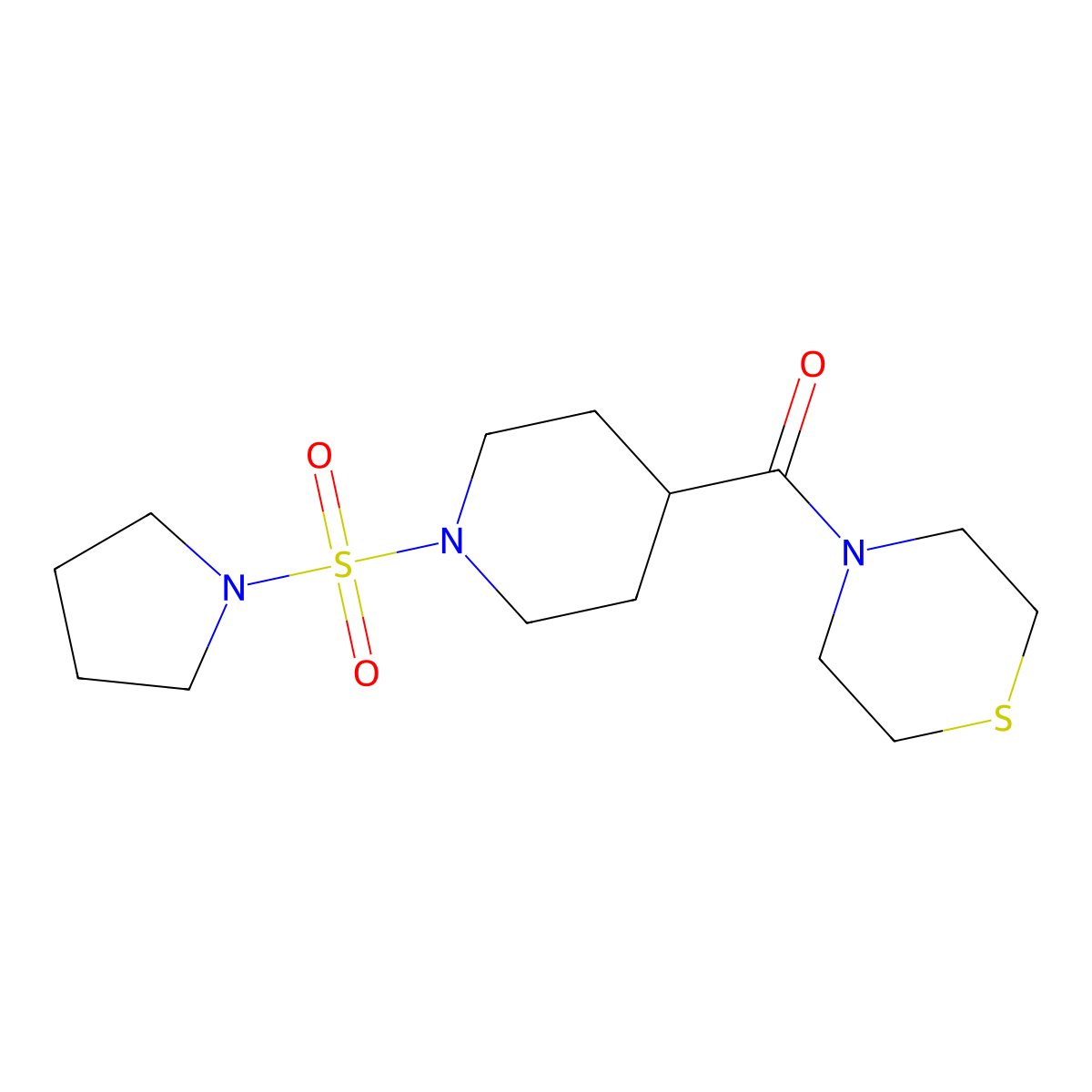 (1-(Pyrrolidin-1-ylsulfonyl)piperidin-4-yl)(thiomorpholino)methanone molecular structure, CAS 1448065-97-1