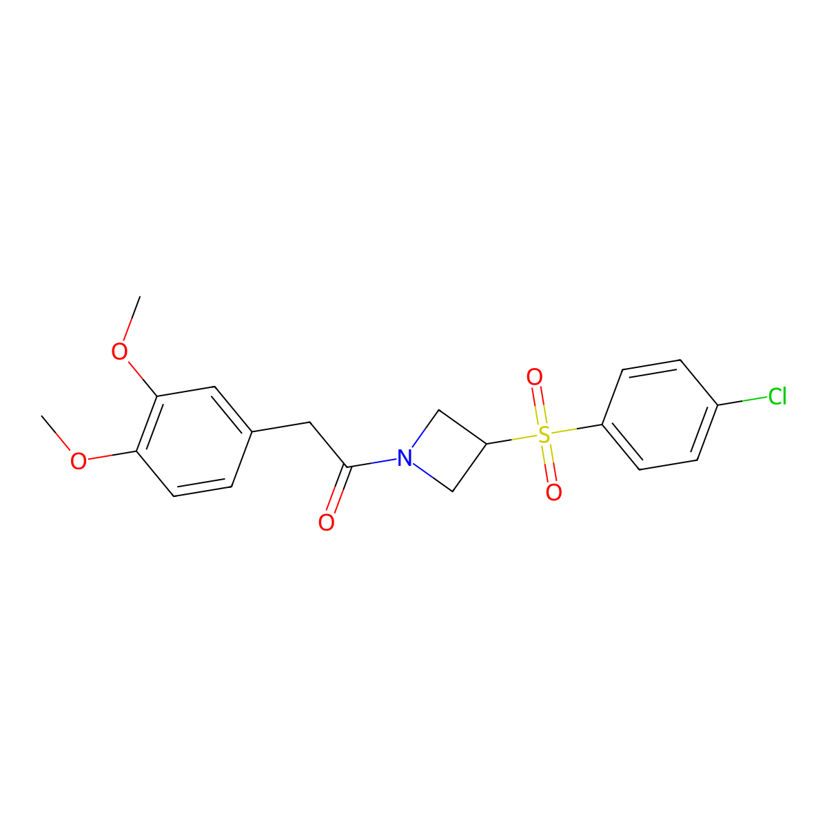 1-(3-((4-Chlorophenyl)sulfonyl)azetidin-1-yl)-2-(3,4-dimethoxyphenyl)ethanone molecular structure, CAS 1448065-99-3