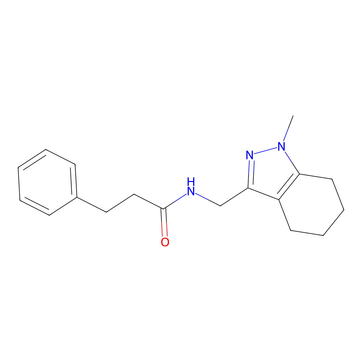 N-[(1-methyl-4,5,6,7-tetrahydro-1H-indazol-3-yl)methyl]-3-phenylpropanamide molecular structure, CAS 1448066-01-0