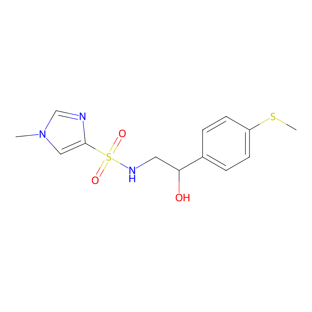 N-(2-hydroxy-2-(4-(methylthio)phenyl)ethyl)-1-methyl-1H-imidazole-4-sulfonamide molecular structure, CAS 1448066-02-1