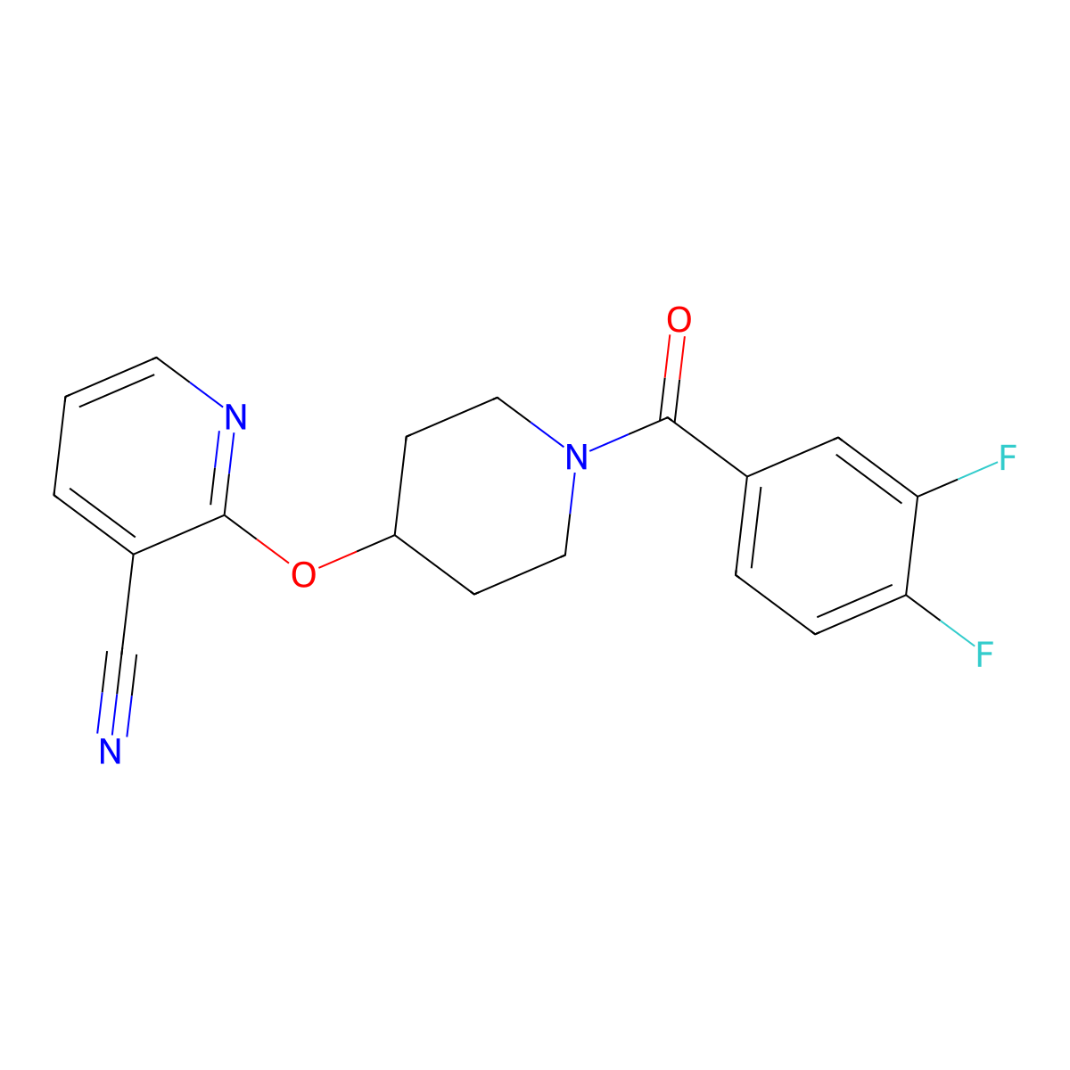 2-((1-(3,4-Difluorobenzoyl)piperidin-4-yl)oxy)nicotinonitrile molecular structure, CAS 1448066-06-5