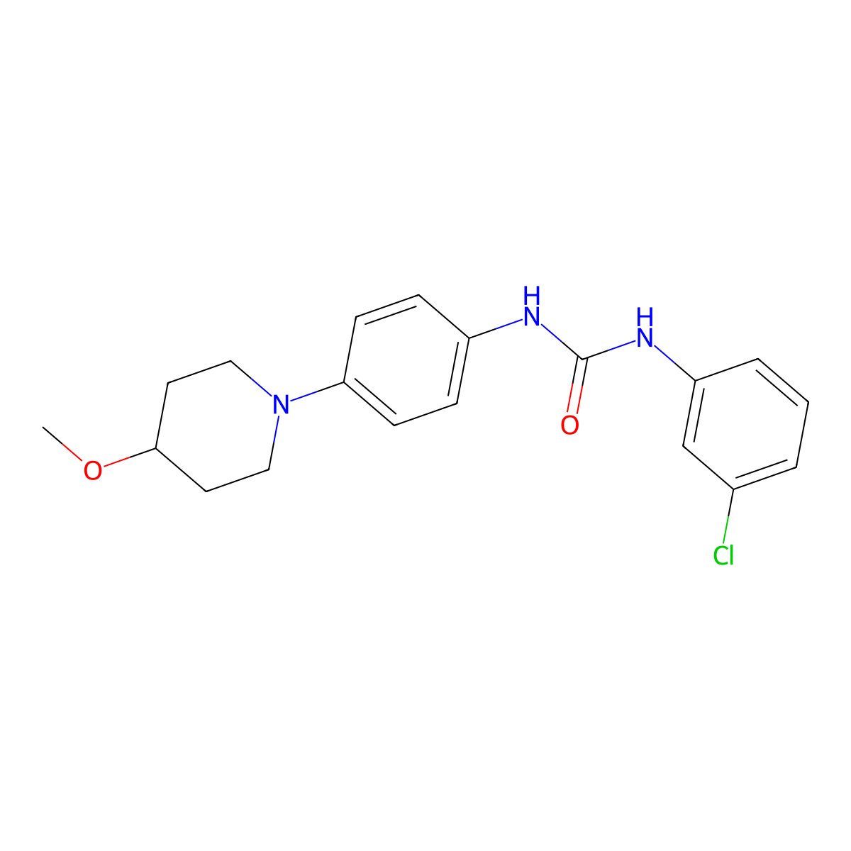 1-(3-Chlorophenyl)-3-[4-(4-methoxypiperidin-1-YL)phenyl]urea molecular structure, CAS 1448066-08-7