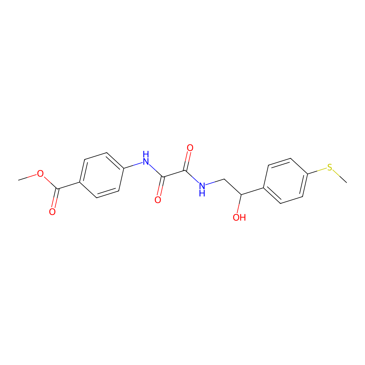Methyl 4-(2-((2-hydroxy-2-(4-(methylthio)phenyl)ethyl)amino)-2-oxoacetamido)benzoate molecular structure, CAS 1448066-10-1