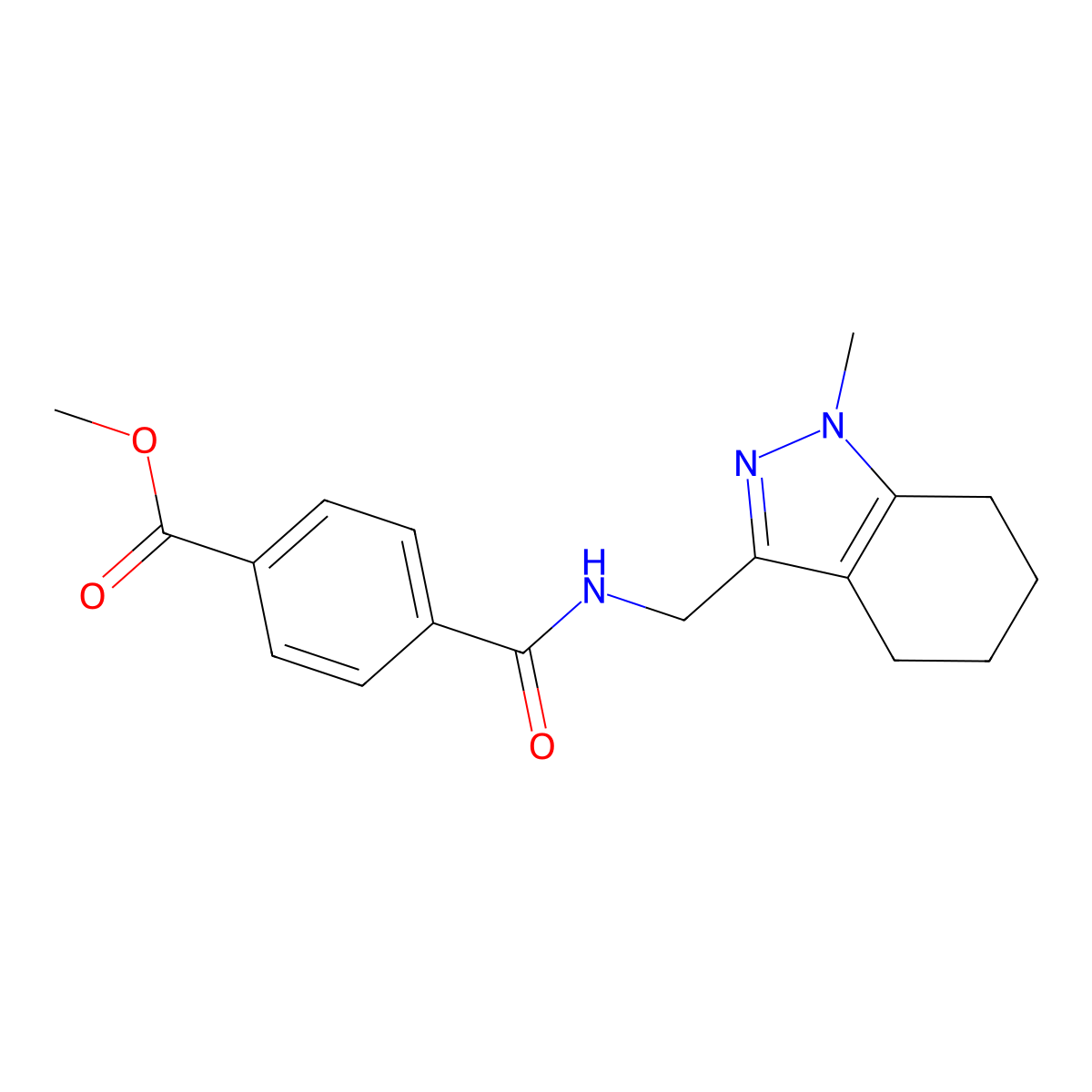 methyl 4-{[(1-methyl-4,5,6,7-tetrahydro-1H-indazol-3-yl)methyl]carbamoyl}benzoate molecular structure, CAS 1448066-11-2