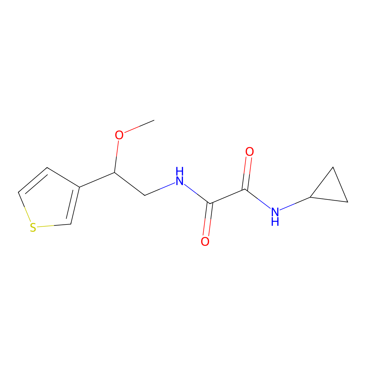 N1-cyclopropyl-N2-(2-methoxy-2-(thiophen-3-yl)ethyl)oxalamide molecular structure, CAS 1448066-15-6