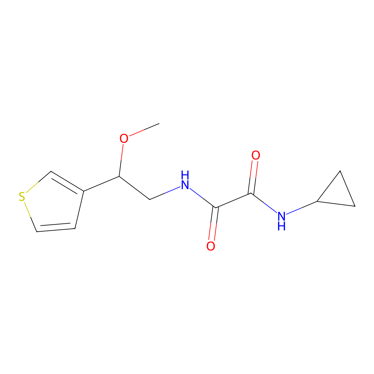 N1-cyclopropyl-N2-(2-methoxy-2-(thiophen-3-yl)ethyl)oxalamide molecular structure, CAS 1448066-15-6