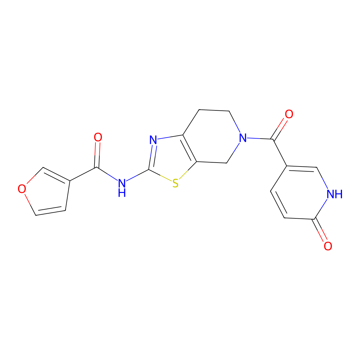 N-(5-(6-oxo-1,6-dihydropyridine-3-carbonyl)-4,5,6,7-tetrahydrothiazolo[5,4-c]pyridin-2-yl)furan-3-carboxamide molecular structure, CAS 1448066-17-8