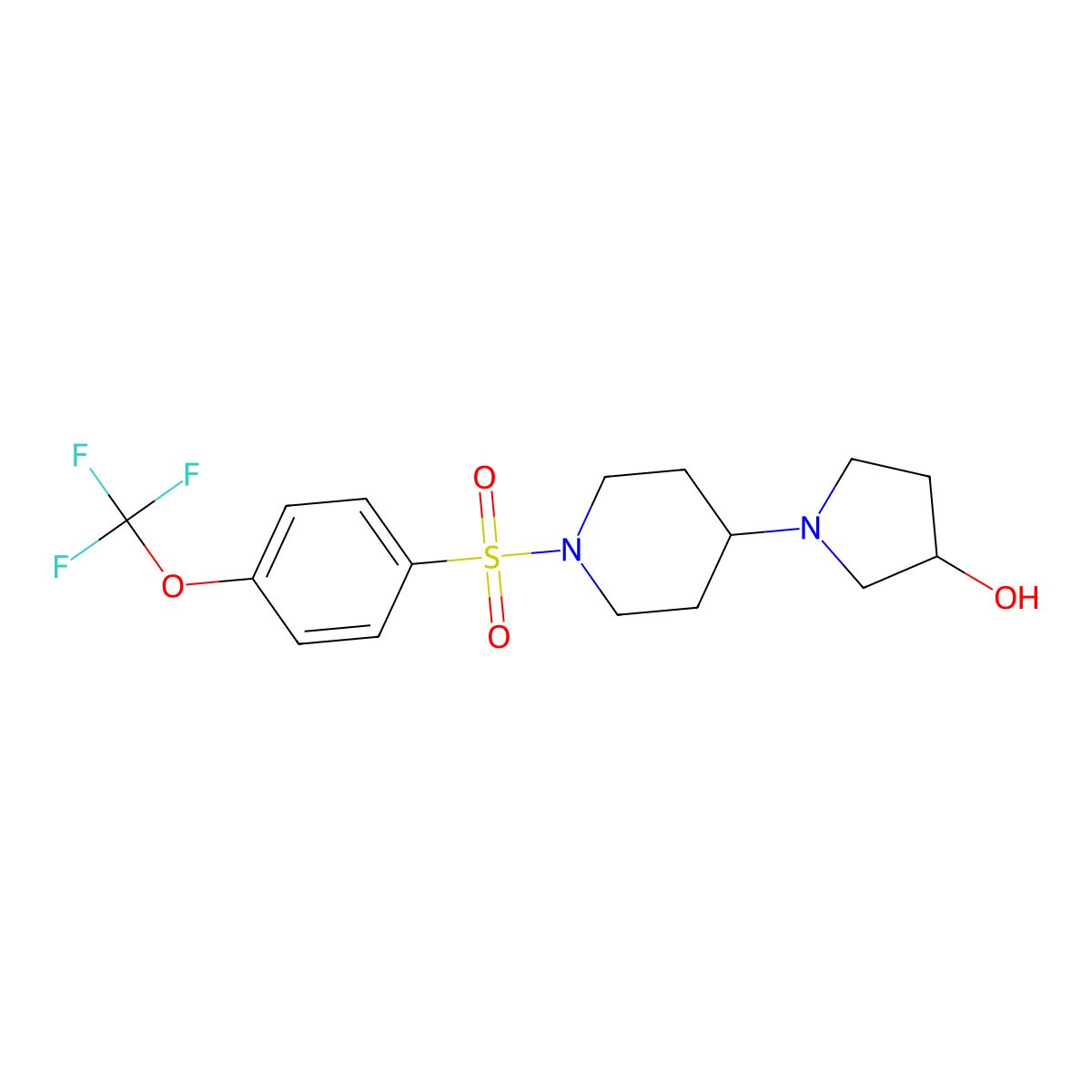 1-(1-((4-(Trifluoromethoxy)phenyl)sulfonyl)piperidin-4-yl)pyrrolidin-3-ol molecular structure, CAS 1448066-18-9
