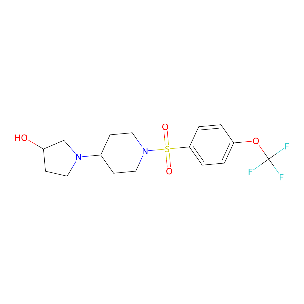 1-(1-((4-(Trifluoromethoxy)phenyl)sulfonyl)piperidin-4-yl)pyrrolidin-3-ol molecular structure, CAS 1448066-18-9