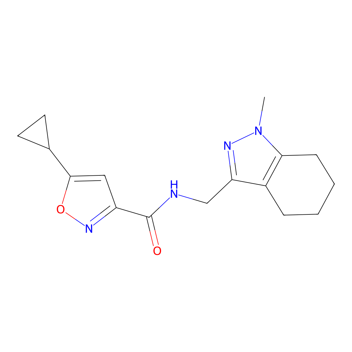 5-cyclopropyl-N-((1-methyl-4,5,6,7-tetrahydro-1H-indazol-3-yl)methyl)isoxazole-3-carboxamide molecular structure, CAS 1448066-22-5