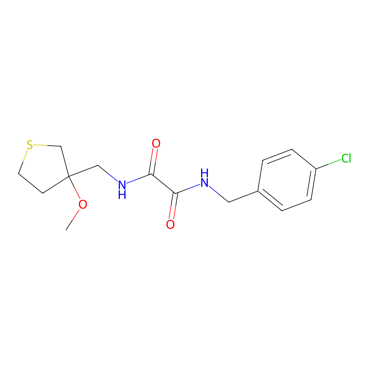 N1-(4-chlorobenzyl)-N2-((3-methoxytetrahydrothiophen-3-yl)methyl)oxalamide molecular structure, CAS 1448066-24-7