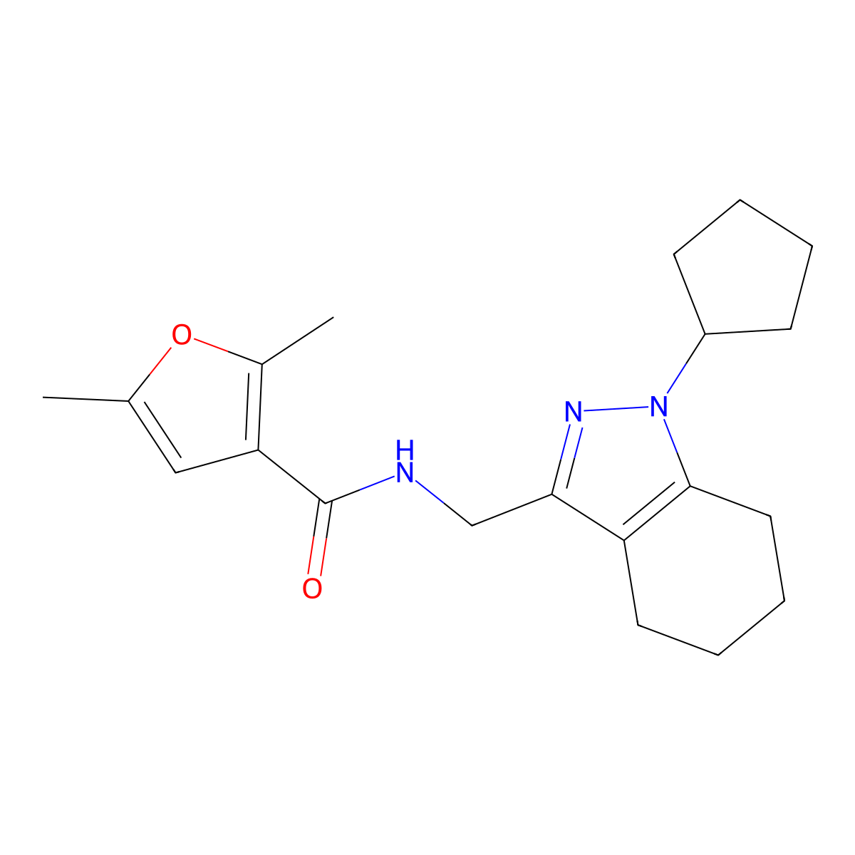 N-[(1-cyclopentyl-4,5,6,7-tetrahydro-1H-indazol-3-yl)methyl]-2,5-dimethylfuran-3-carboxamide molecular structure, CAS 1448066-30-5