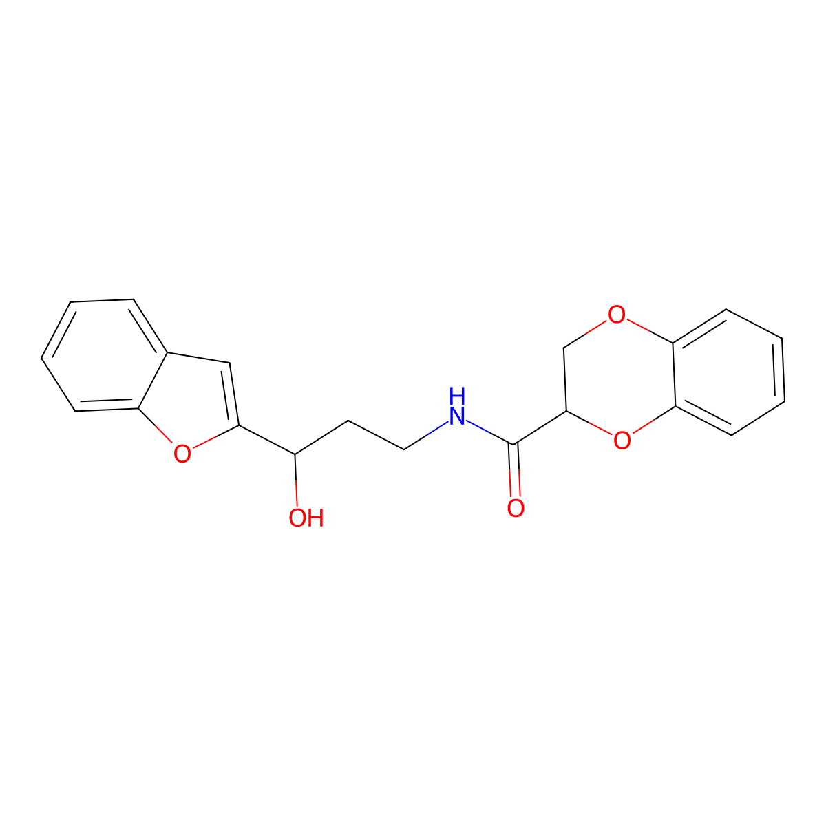 N-(3-(benzofuran-2-yl)-3-hydroxypropyl)-2,3-dihydrobenzo[b][1,4]dioxine-2-carboxamide molecular structure, CAS 1448066-31-6
