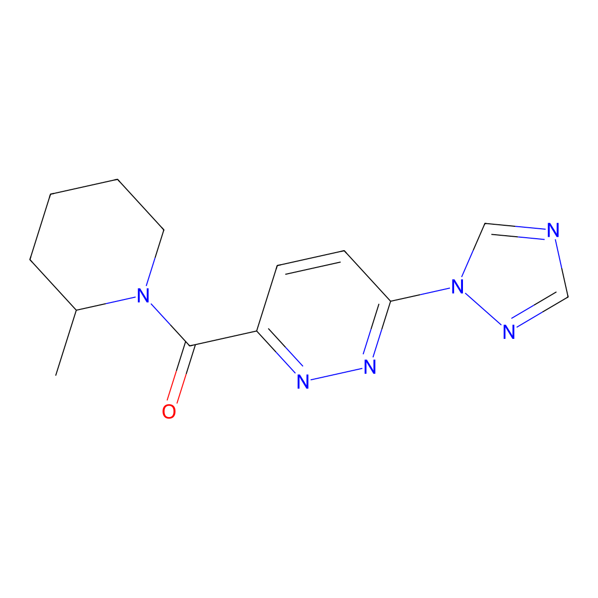 (6-(1H-1,2,4-triazol-1-yl)pyridazin-3-yl)(2-methylpiperidin-1-yl)methanone molecular structure, CAS 1448066-32-7