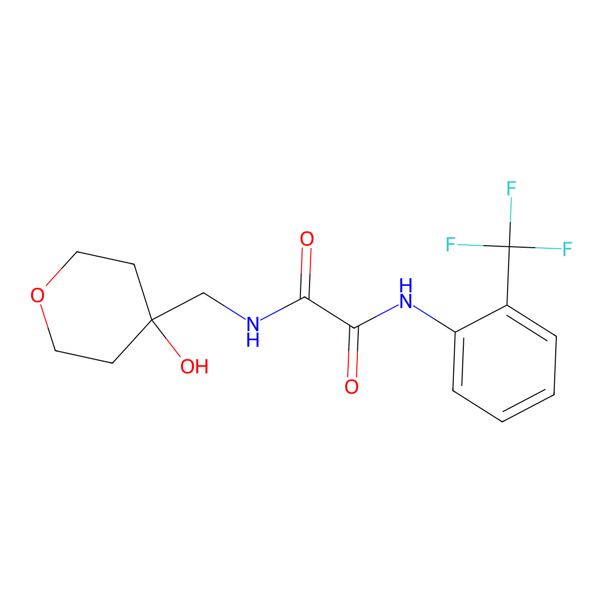 N1-((4-hydroxytetrahydro-2H-pyran-4-yl)methyl)-N2-(2-(trifluoromethyl)phenyl)oxalamide molecular structure, CAS 1448066-33-8