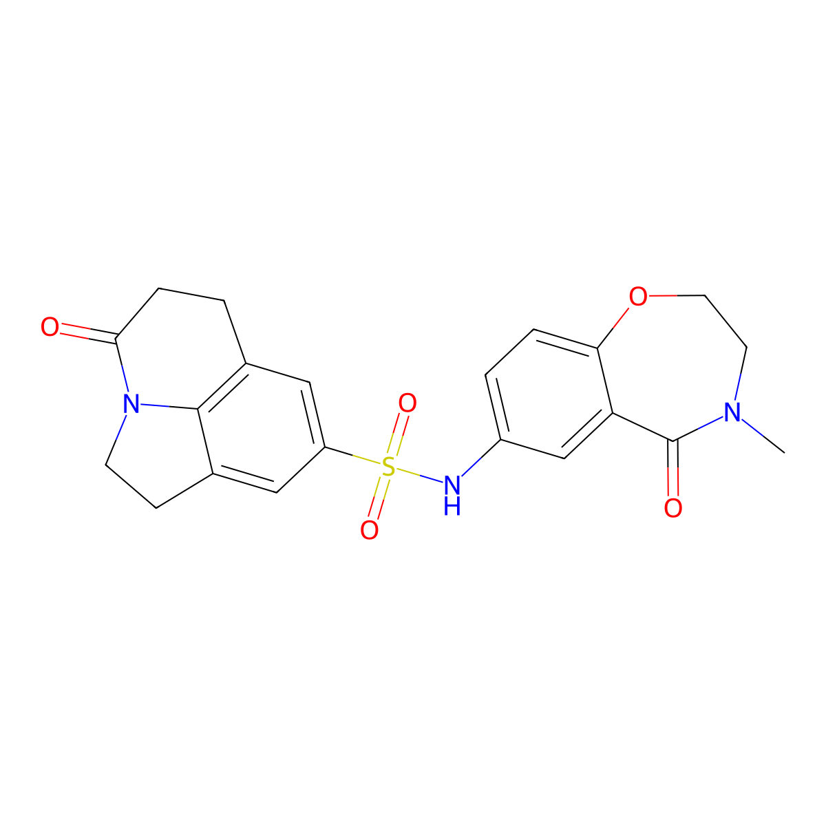 N-(4-methyl-5-oxo-2,3,4,5-tetrahydrobenzo[f][1,4]oxazepin-7-yl)-4-oxo-2,4,5,6-tetrahydro-1H-pyrrolo[3,2,1-ij]quinoline-8-sulfonamide molecular structure, CAS 1448066-34-9