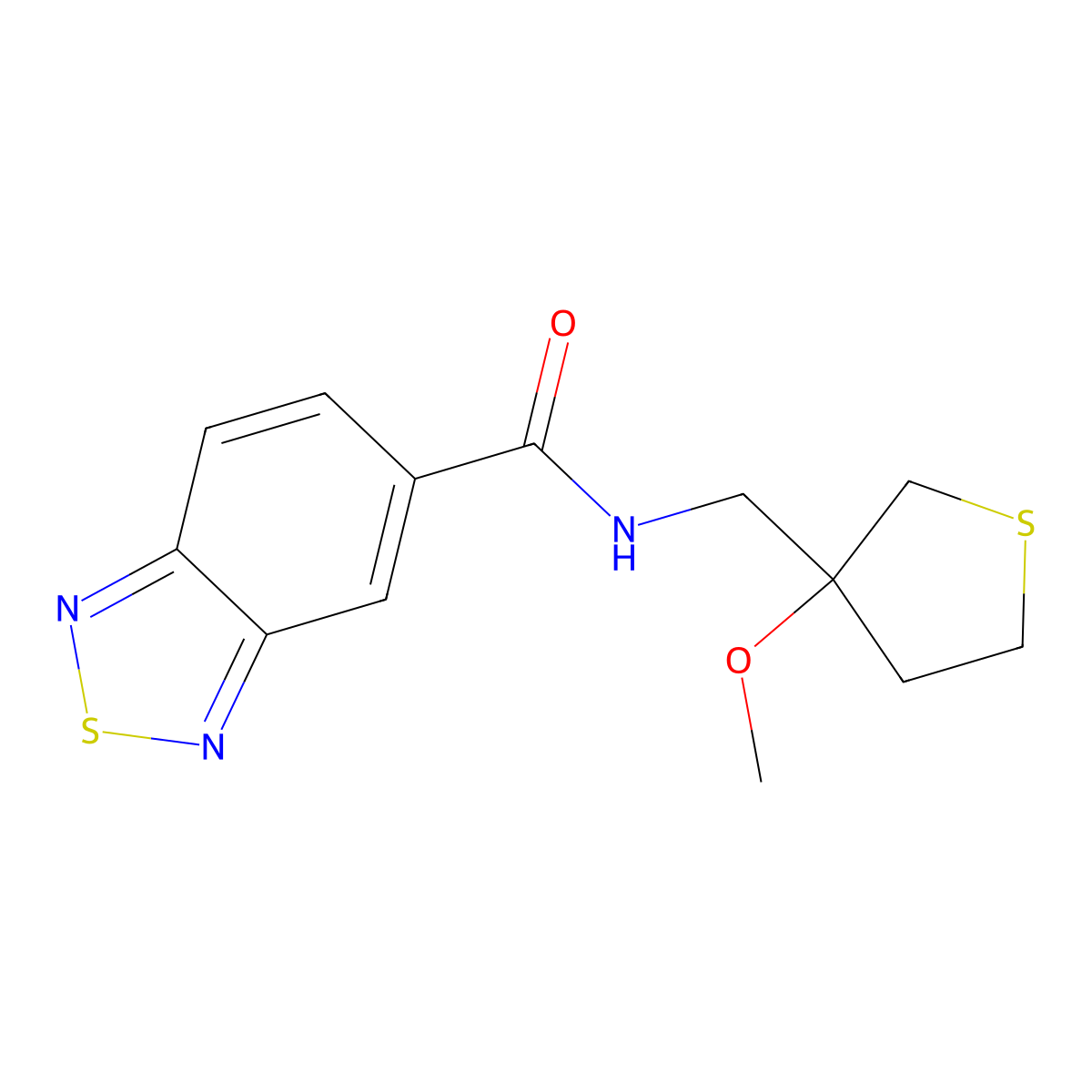 N-((3-methoxytetrahydrothiophen-3-yl)methyl)benzo[c][1,2,5]thiadiazole-5-carboxamide molecular structure, CAS 1448066-41-8