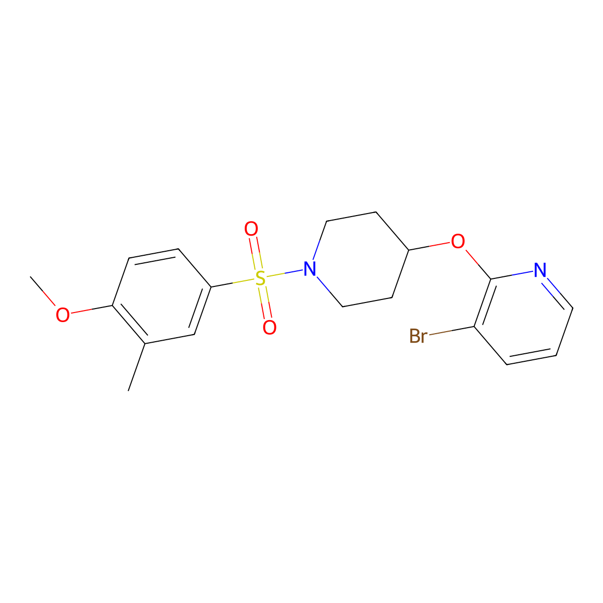 3-Bromo-2-((1-((4-methoxy-3-methylphenyl)sulfonyl)piperidin-4-yl)oxy)pyridine molecular structure, CAS 1448066-42-9