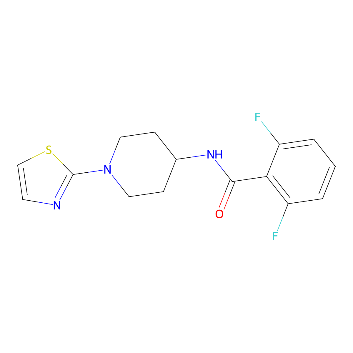 2,6-difluoro-N-(1-(thiazol-2-yl)piperidin-4-yl)benzamide molecular structure, CAS 1448066-49-6