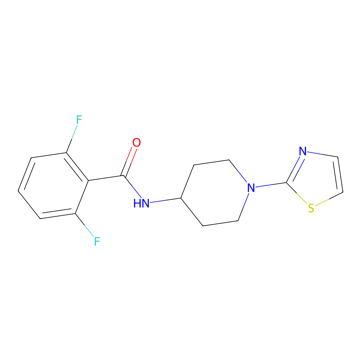 2,6-difluoro-N-(1-(thiazol-2-yl)piperidin-4-yl)benzamide molecular structure, CAS 1448066-49-6