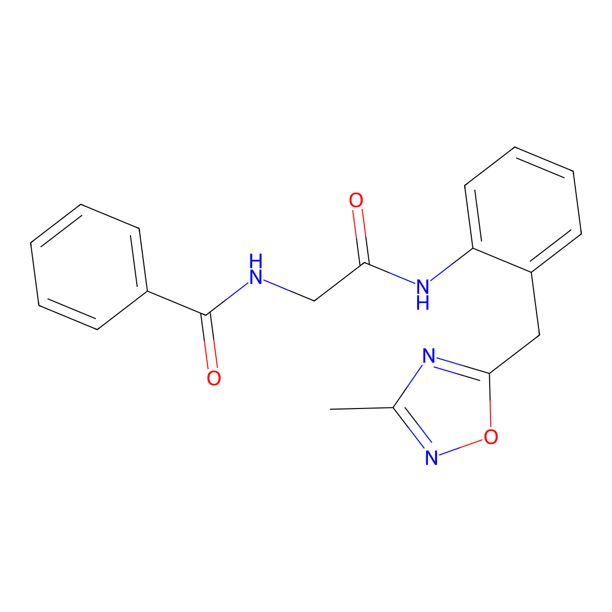 N-(2-((2-((3-methyl-1,2,4-oxadiazol-5-yl)methyl)phenyl)amino)-2-oxoethyl)benzamide molecular structure, CAS 1448066-50-9