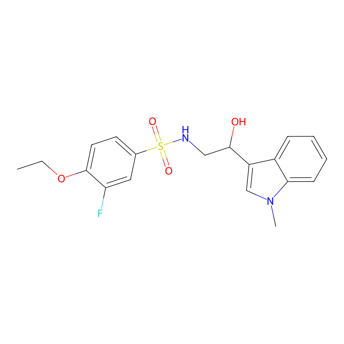 4-ethoxy-3-fluoro-N-(2-hydroxy-2-(1-methyl-1H-indol-3-yl)ethyl)benzenesulfonamide molecular structure, CAS 1448066-55-4