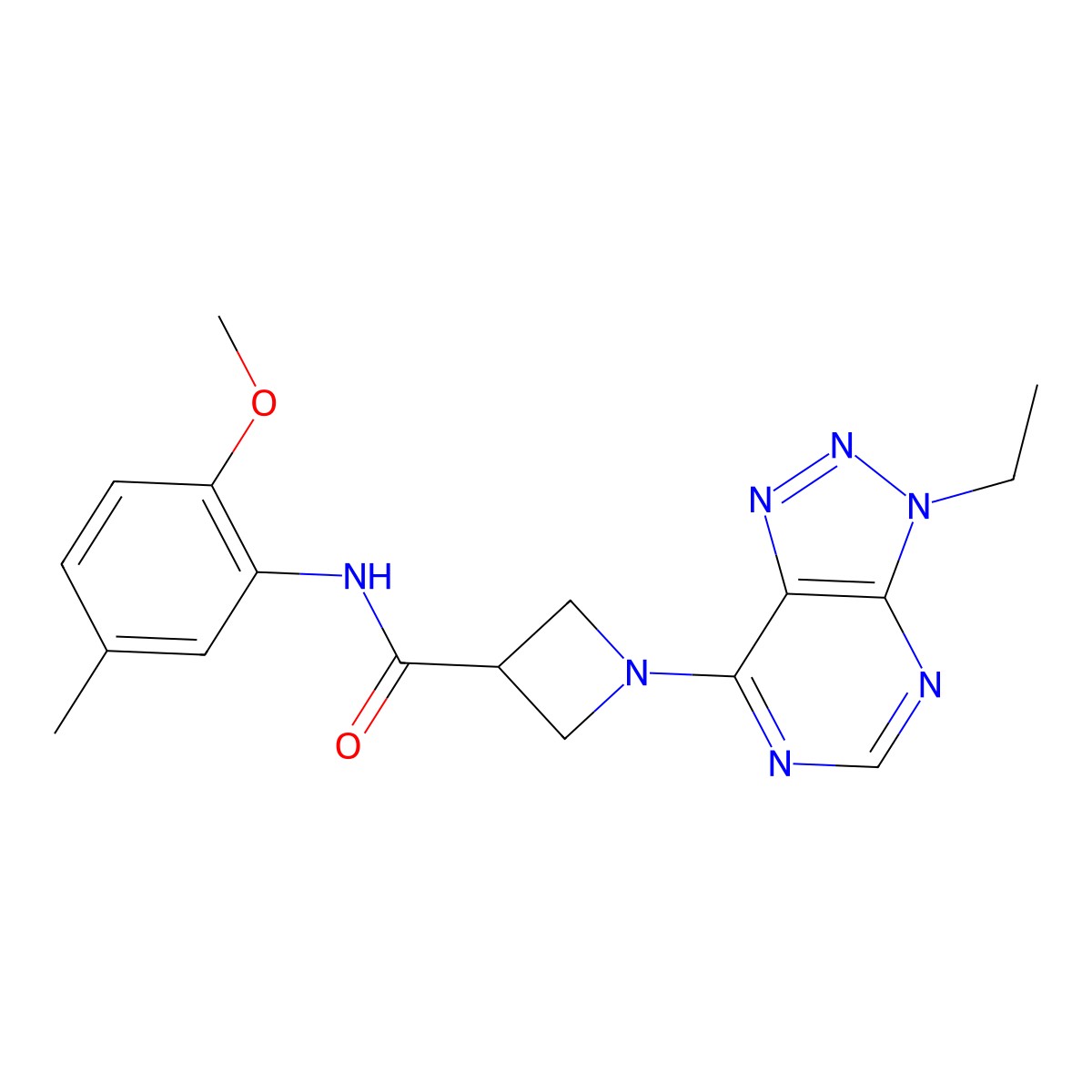 1-{3-ethyl-3H-[1,2,3]triazolo[4,5-d]pyrimidin-7-yl}-N-(2-methoxy-5-methylphenyl)azetidine-3-carboxamide molecular structure, CAS 1448066-57-6