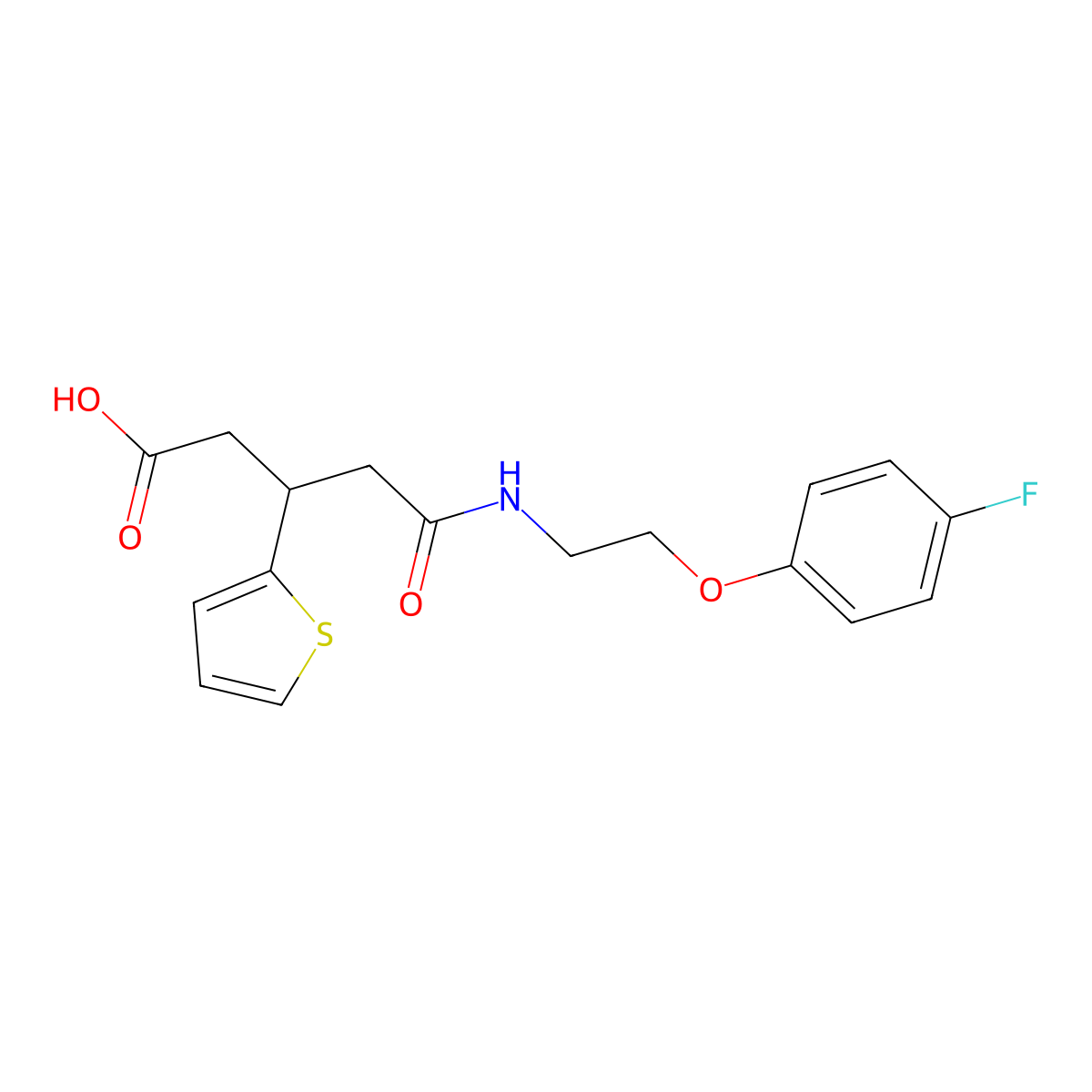5-((2-(4-Fluorophenoxy)ethyl)amino)-5-oxo-3-(thiophen-2-yl)pentanoic acid molecular structure, CAS 1448066-65-6