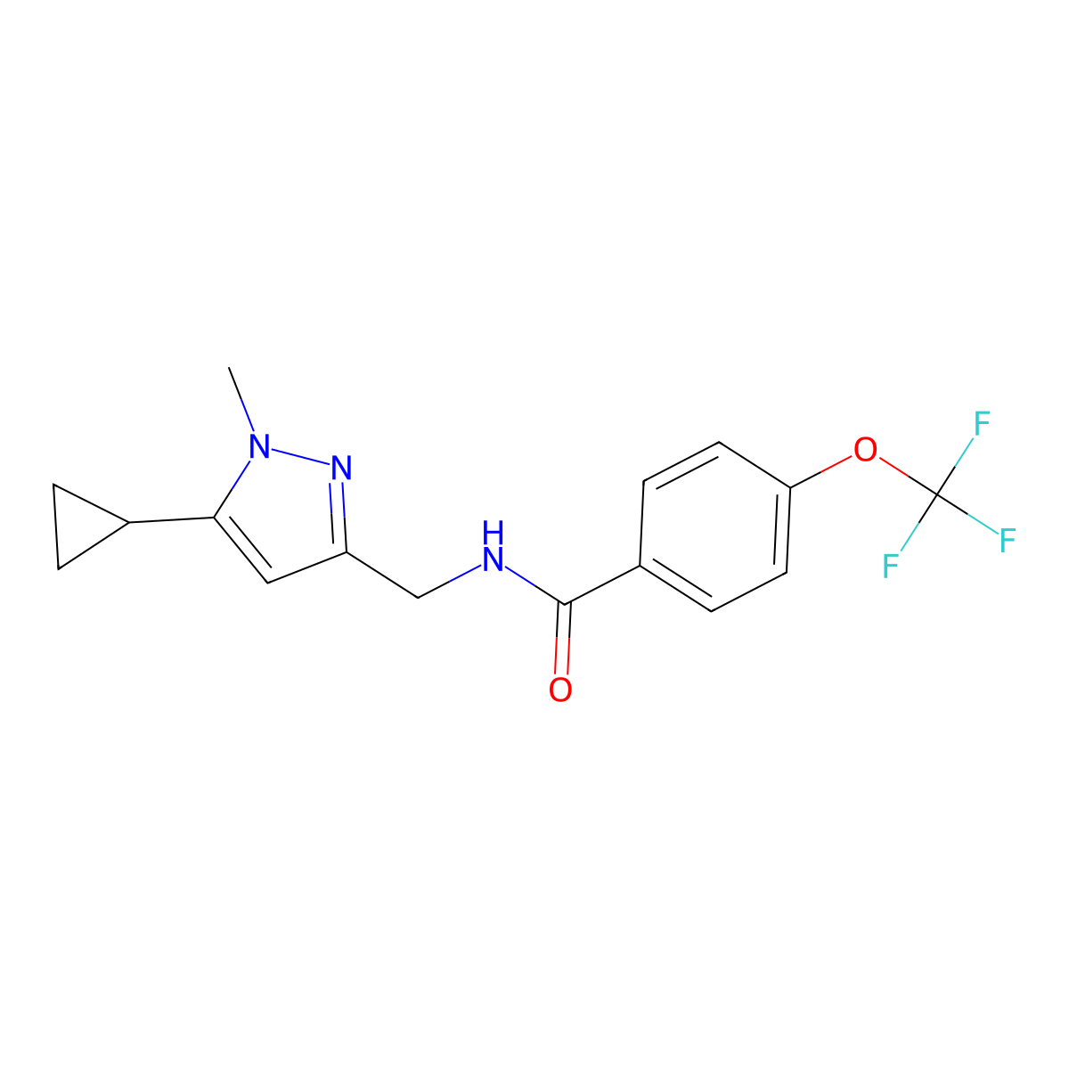 N-[(5-cyclopropyl-1-methyl-1H-pyrazol-3-yl)methyl]-4-(trifluoromethoxy)benzamide molecular structure, CAS 1448066-70-3