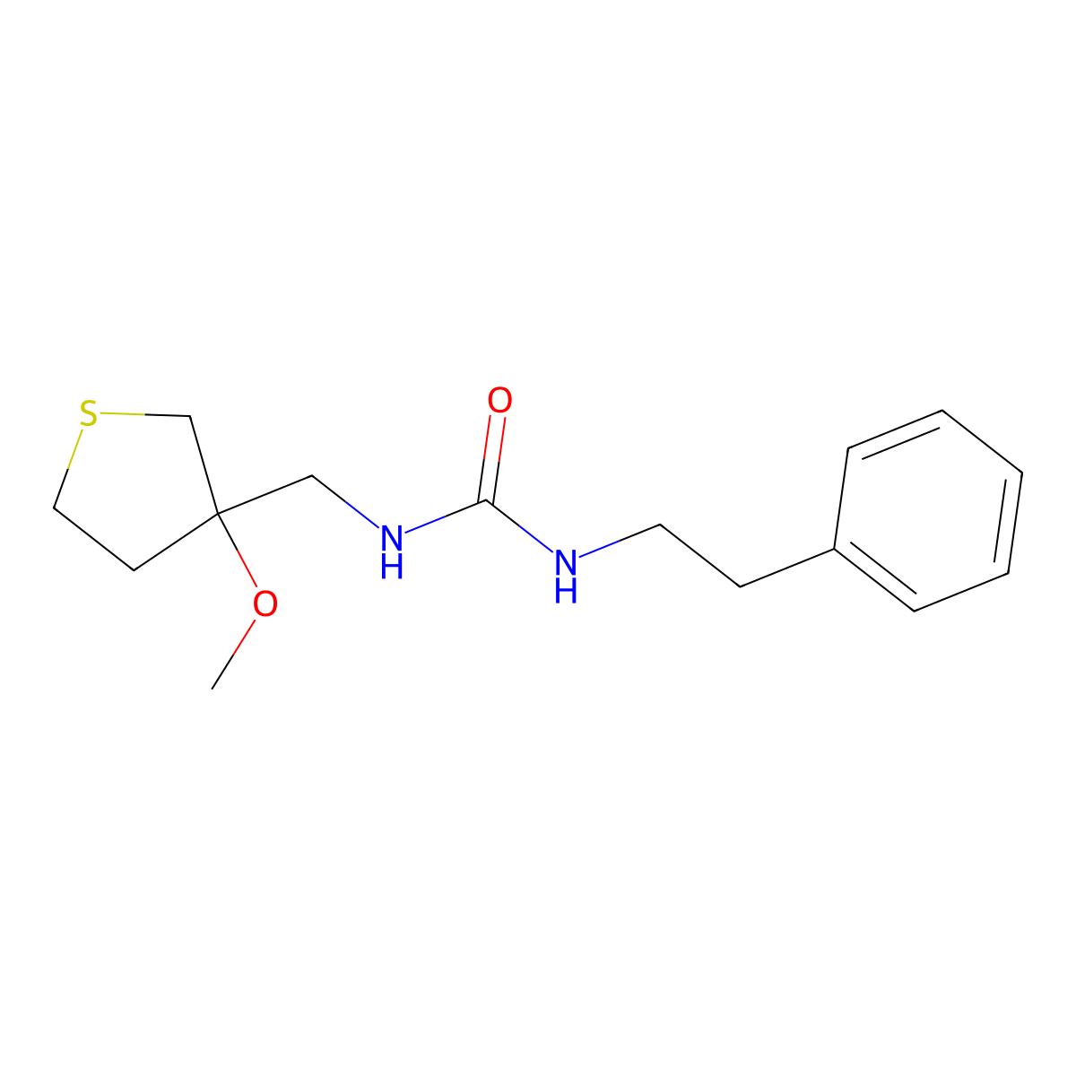 1-((3-Methoxytetrahydrothiophen-3-yl)methyl)-3-phenethylurea molecular structure, CAS 1448066-71-4