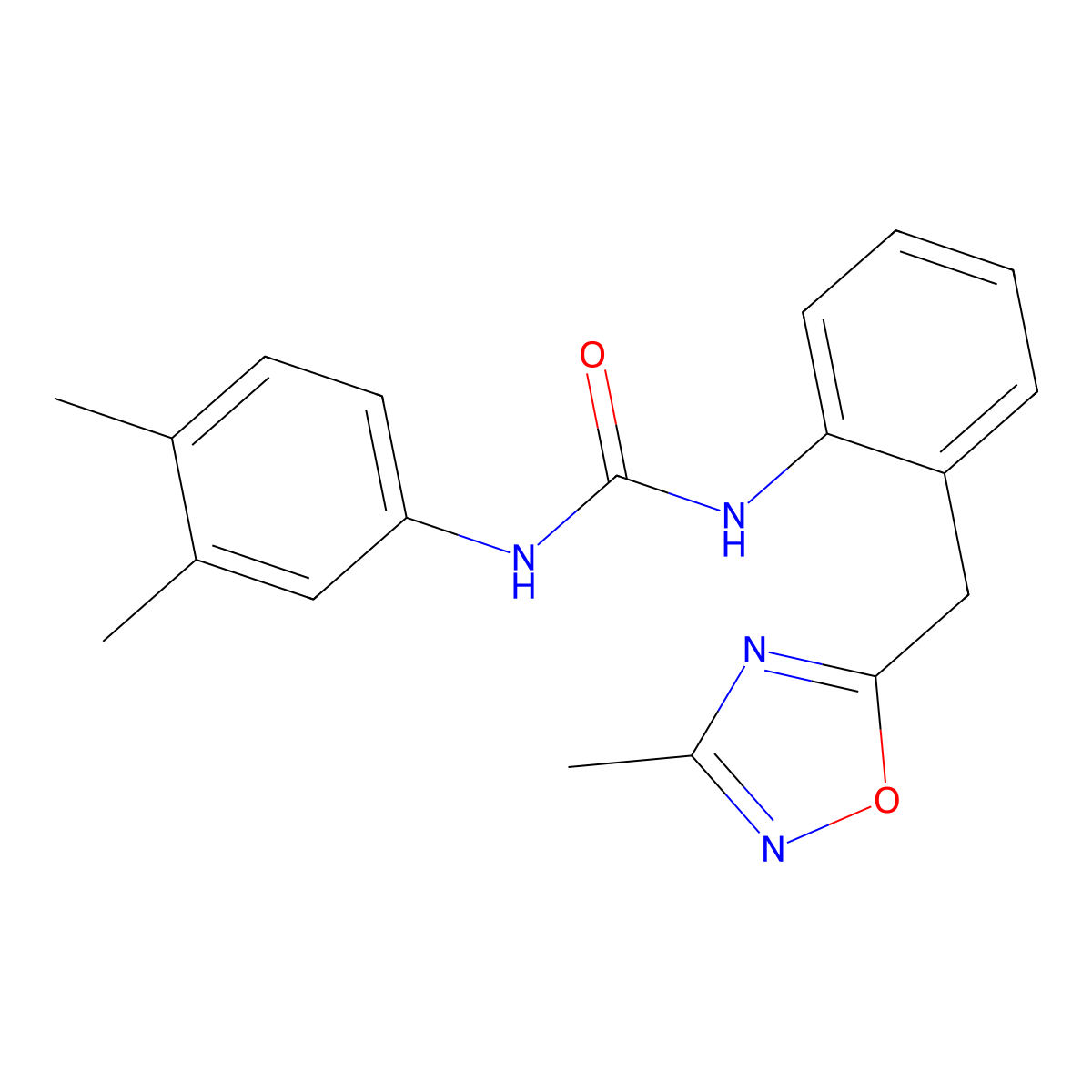 1-(3,4-Dimethylphenyl)-3-(2-((3-methyl-1,2,4-oxadiazol-5-yl)methyl)phenyl)urea molecular structure, CAS 1448066-72-5