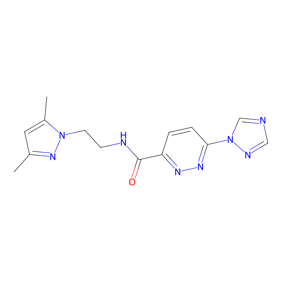 N-(2-(3,5-dimethyl-1H-pyrazol-1-yl)ethyl)-6-(1H-1,2,4-triazol-1-yl)pyridazine-3-carboxamide molecular structure, CAS 1448066-78-1