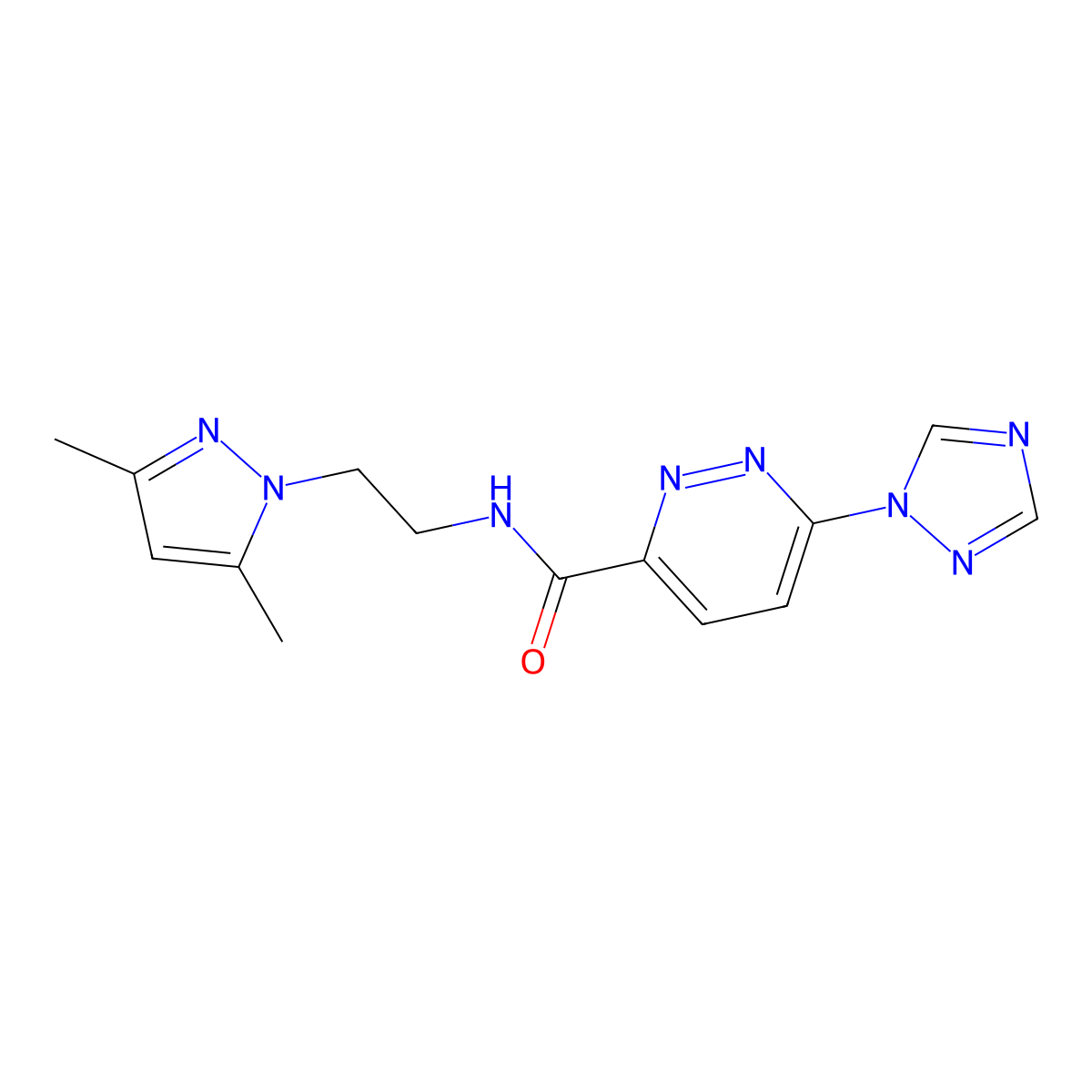N-(2-(3,5-dimethyl-1H-pyrazol-1-yl)ethyl)-6-(1H-1,2,4-triazol-1-yl)pyridazine-3-carboxamide molecular structure, CAS 1448066-78-1
