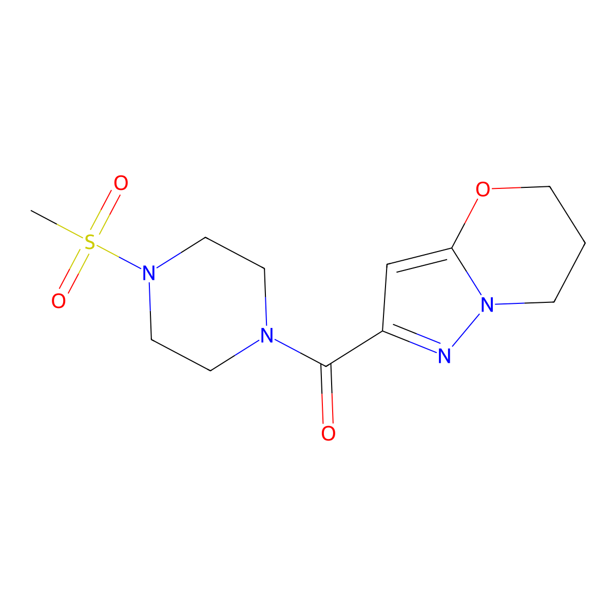(6,7-dihydro-5H-pyrazolo[5,1-b][1,3]oxazin-2-yl)(4-(methylsulfonyl)piperazin-1-yl)methanone molecular structure, CAS 1448066-83-8