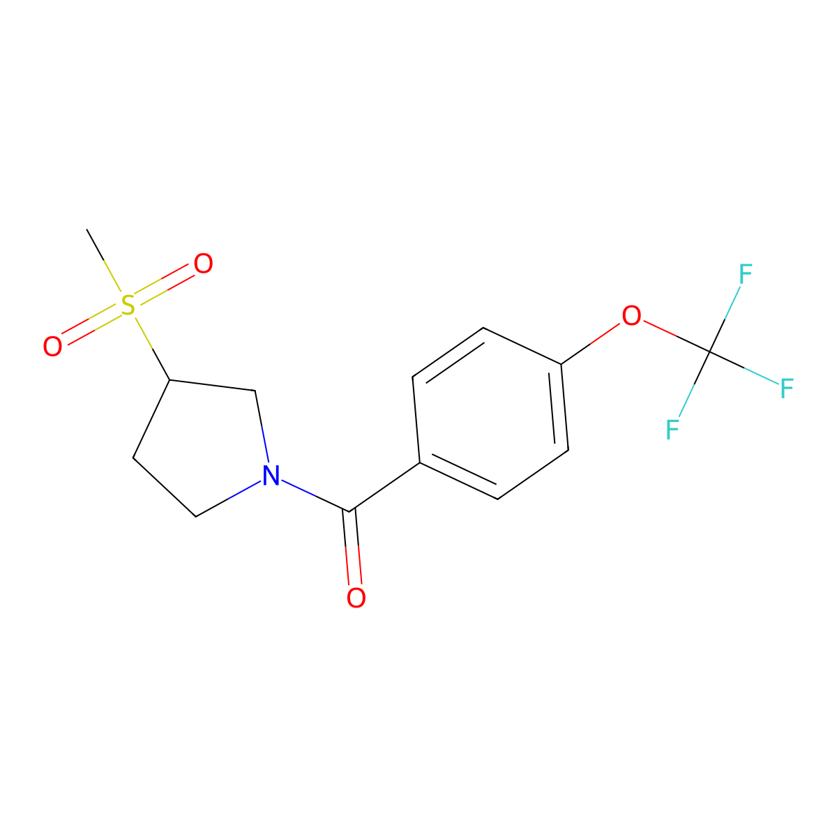 (3-(Methylsulfonyl)pyrrolidin-1-yl)(4-(trifluoromethoxy)phenyl)methanone molecular structure, CAS 1448066-86-1