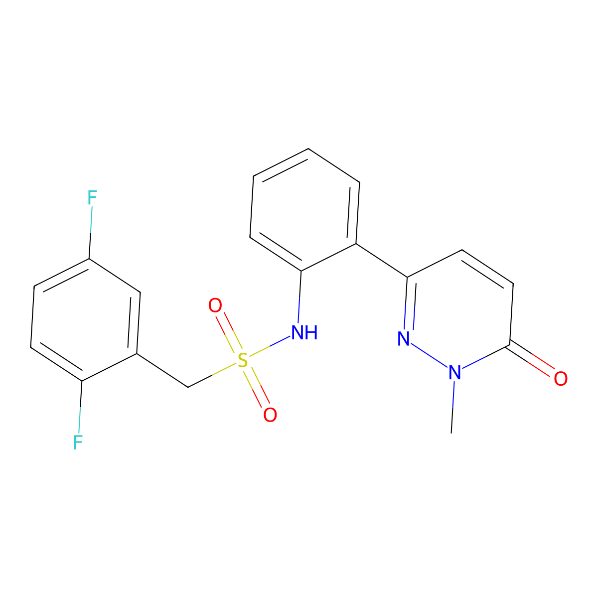 1-(2,5-difluorophenyl)-N-(2-(1-methyl-6-oxo-1,6-dihydropyridazin-3-yl)phenyl)methanesulfonamide molecular structure, CAS 1448066-90-7