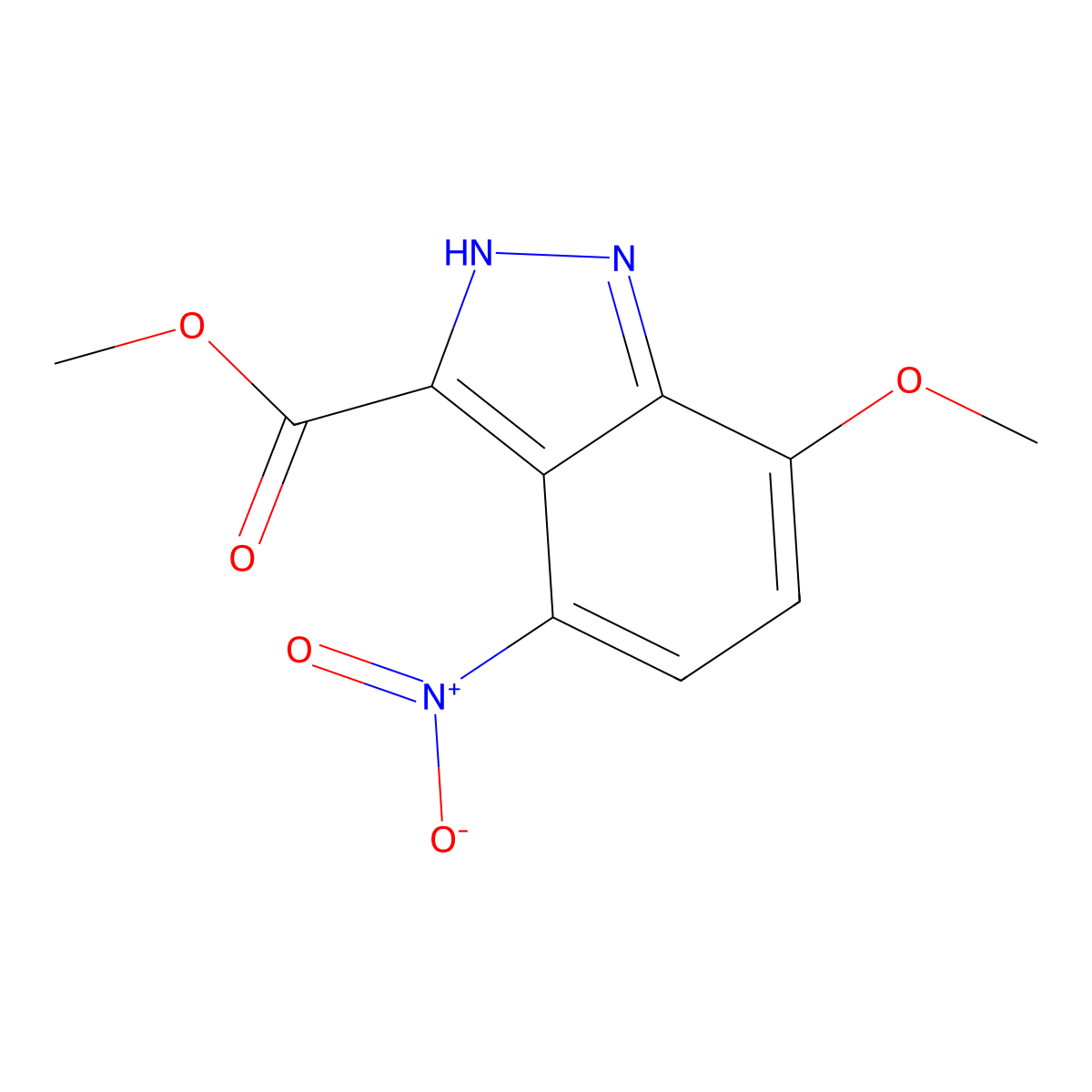 methyl 7-methoxy-4-nitro-1H-indazole-3-carboxylate molecular structure, CAS 1448066-97-4