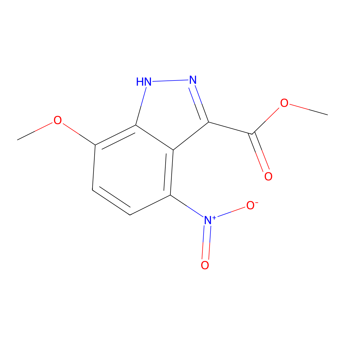 methyl 7-methoxy-4-nitro-1H-indazole-3-carboxylate molecular structure, CAS 1448066-97-4