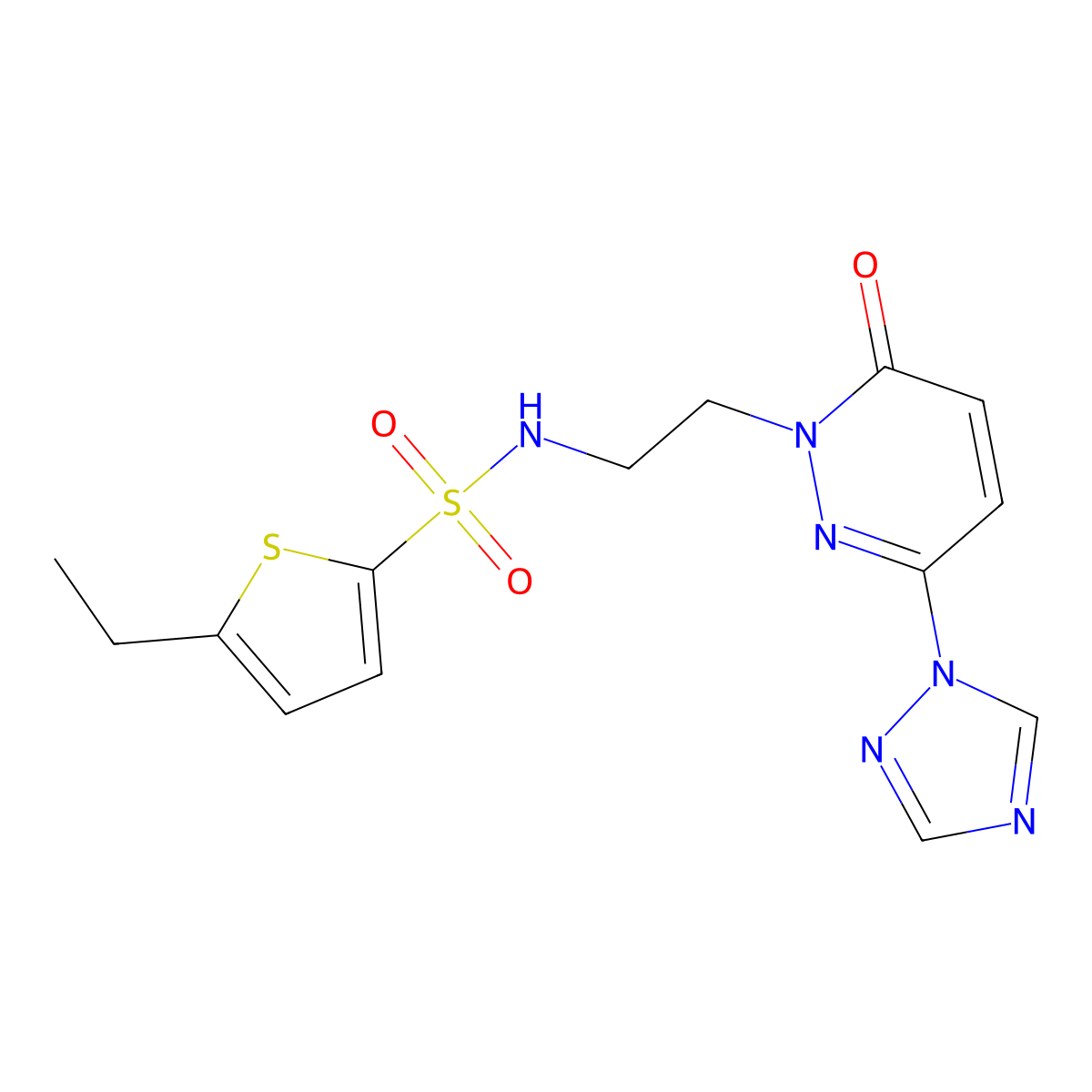 5-ethyl-N-(2-(6-oxo-3-(1H-1,2,4-triazol-1-yl)pyridazin-1(6H)-yl)ethyl)thiophene-2-sulfonamide molecular structure, CAS 1448067-00-2