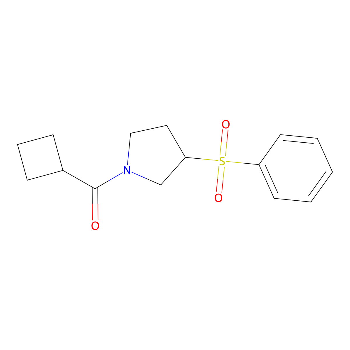 Cyclobutyl(3-(phenylsulfonyl)pyrrolidin-1-yl)methanone molecular structure, CAS 1448067-02-4