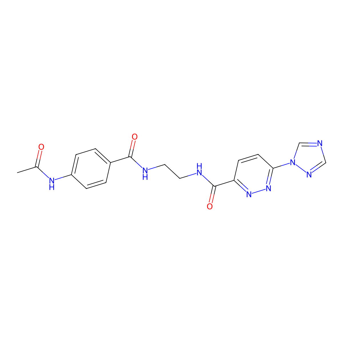 N-(2-(4-acetamidobenzamido)ethyl)-6-(1H-1,2,4-triazol-1-yl)pyridazine-3-carboxamide molecular structure, CAS 1448067-05-7