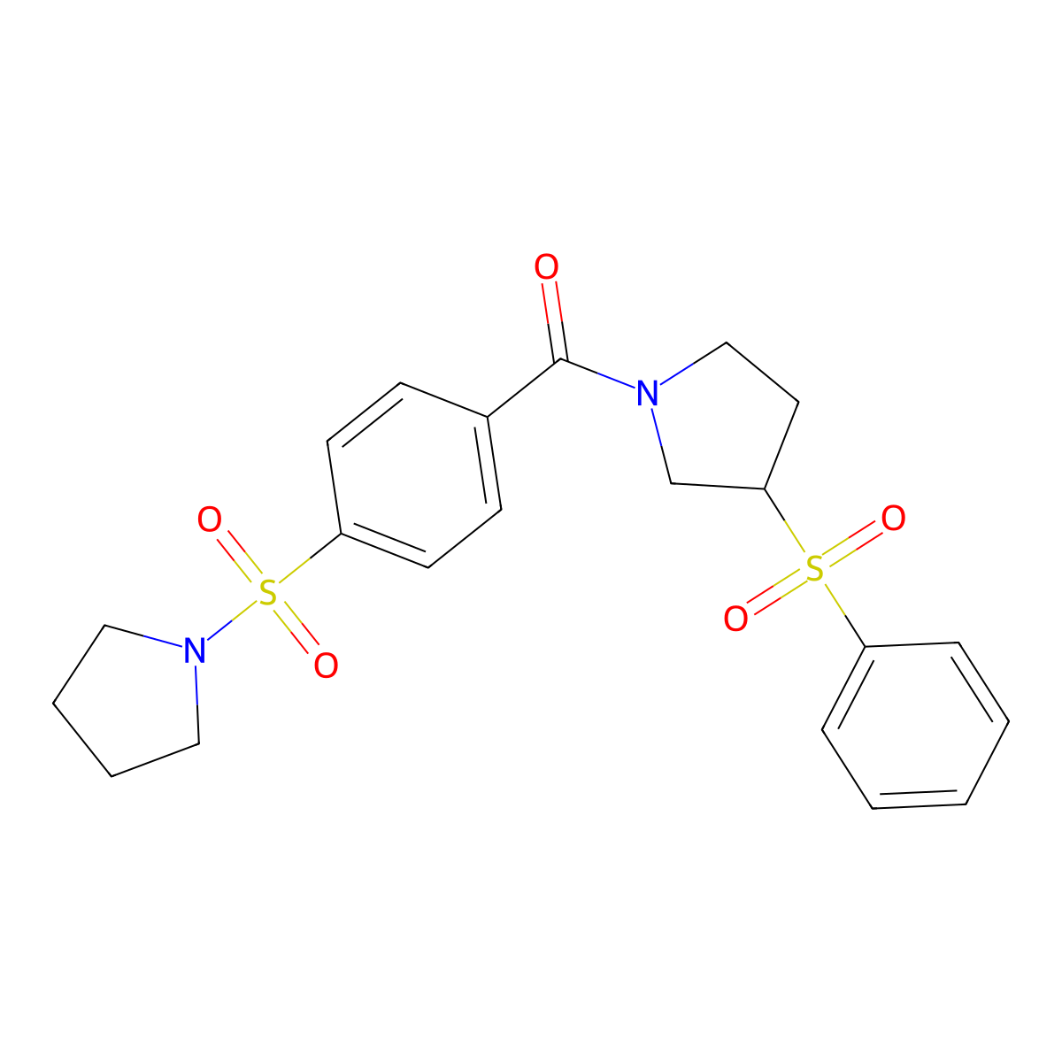(3-(Phenylsulfonyl)pyrrolidin-1-yl)(4-(pyrrolidin-1-ylsulfonyl)phenyl)methanone molecular structure, CAS 1448067-06-8