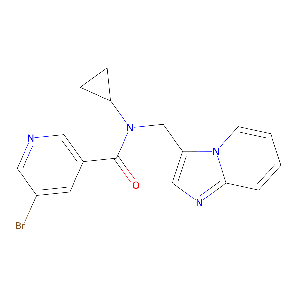 5-bromo-N-cyclopropyl-N-(imidazo[1,2-a]pyridin-3-ylmethyl)nicotinamide molecular structure, CAS 1448067-07-9