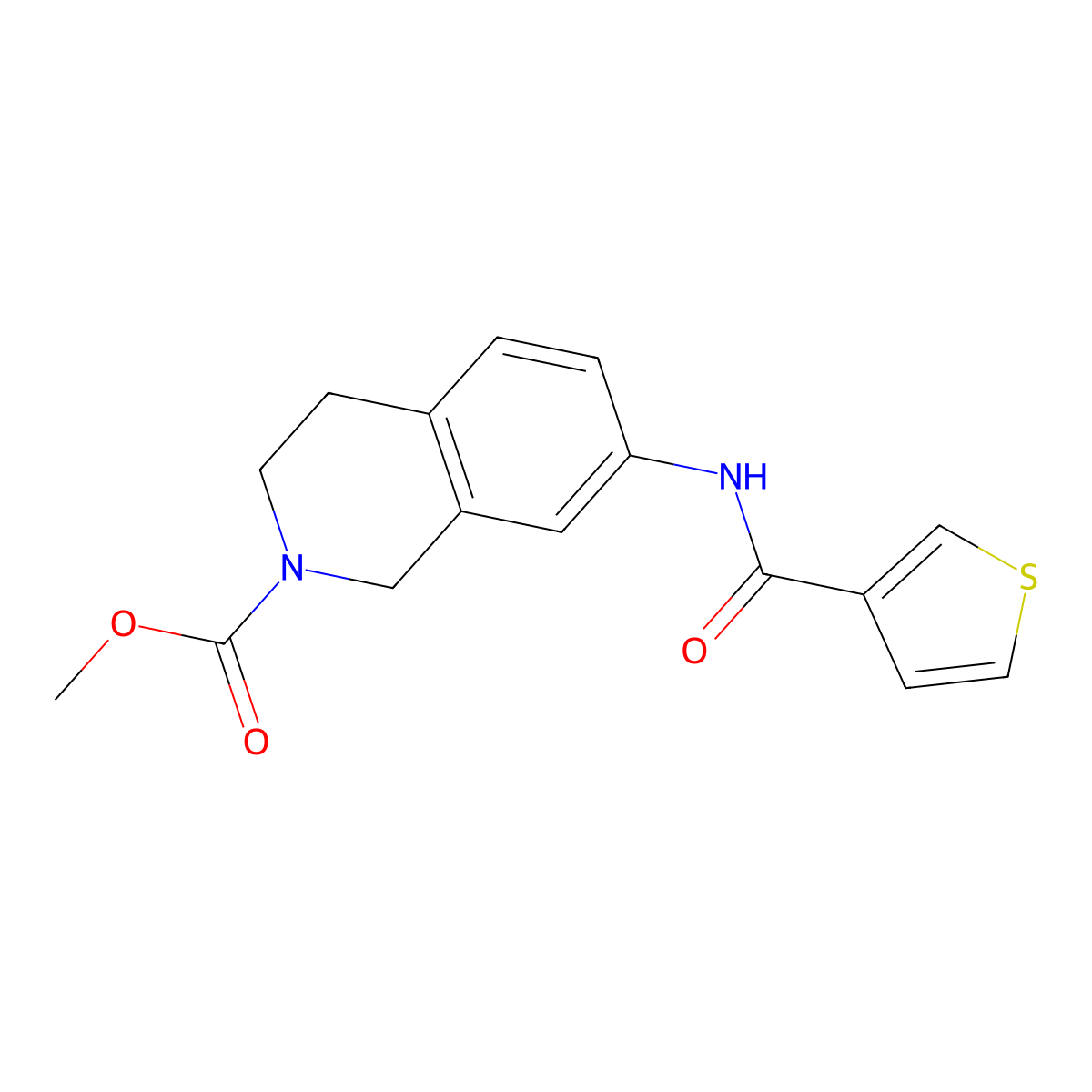 methyl 7-(thiophene-3-carboxamido)-3,4-dihydroisoquinoline-2(1H)-carboxylate molecular structure, CAS 1448067-11-5
