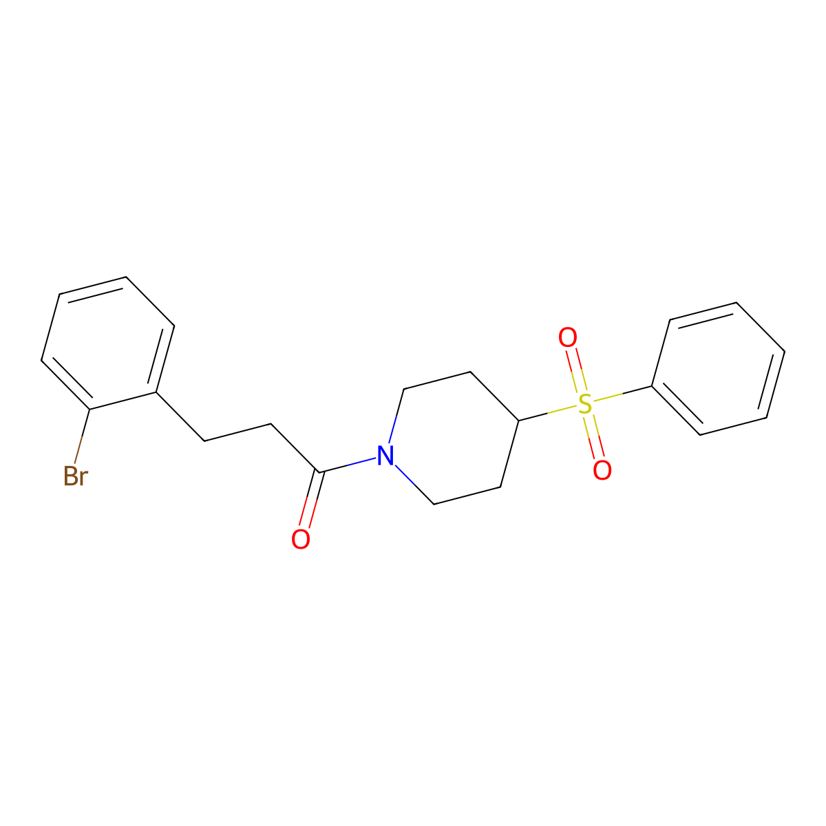 3-(2-Bromophenyl)-1-(4-(phenylsulfonyl)piperidin-1-yl)propan-1-one molecular structure, CAS 1448067-17-1