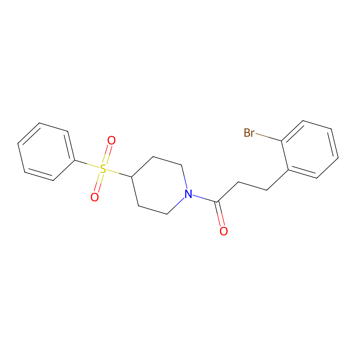 3-(2-Bromophenyl)-1-(4-(phenylsulfonyl)piperidin-1-yl)propan-1-one molecular structure, CAS 1448067-17-1